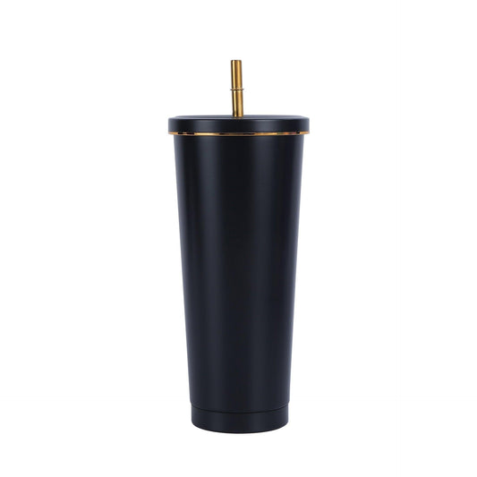 Black 750ml Double Walled Gold Rim Tumbler - Blanks & More Wholesale