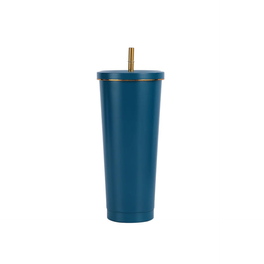 Blue 750ml Double Walled Gold Rim Tumbler - Blanks & More Wholesale