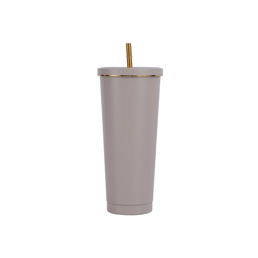 Dark Nude 750ml Double Walled Gold Rim Tumbler - Blanks & More Wholesale