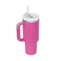 Hot Pink 40oz Tumbler With Handle, Straw And Lid - Blanks & More Wholesale