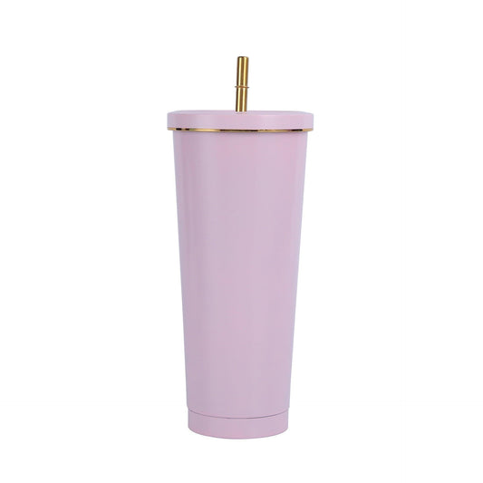 Pink 750ml Double Walled Gold Rim Tumbler - Blanks & More Wholesale